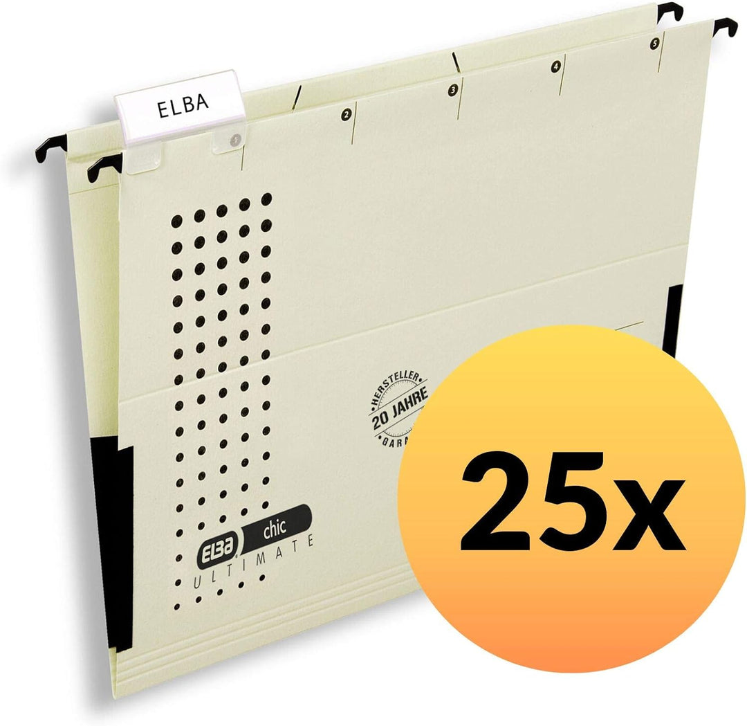 Elba Hängetasche A4, chic, aus Karton, seitlich geschlossen, chamois, 25 Stück Hängetaschen chamois