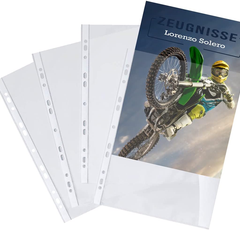 Zeugnismappe personalisiert Motorcross A4 ca. 31x24 cm grün blau Zeugnisbuch Motorrad Urkundenmappe