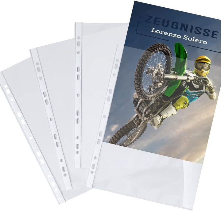 Zeugnismappe personalisiert Motorcross A4 ca. 31x24 cm grün blau Zeugnisbuch Motorrad Urkundenmappe