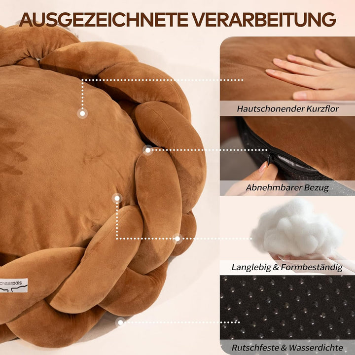 CheerPals Grosses Katzenbett 60cm, Waschbar Geflochtenes Kuschelhöhle, Hundebett mit Hochelastischer