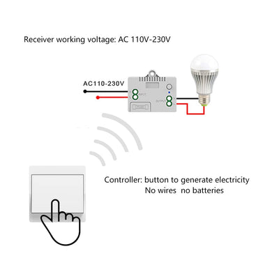 Selbstversorgender Funkschalter, keine Kabel, keine Batterien, drahtlose Fernsteuerung für Beleuchtu