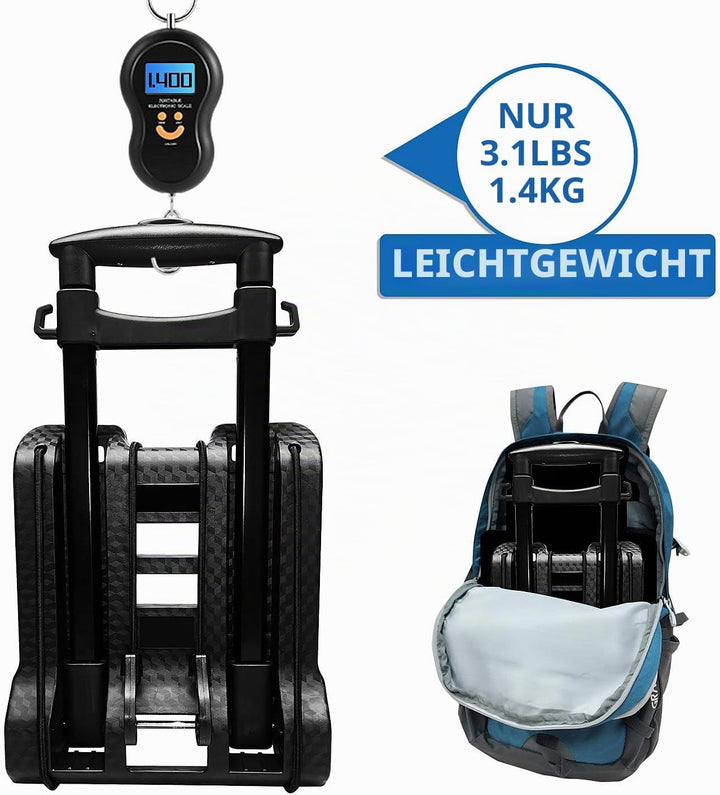 Faltbarer Handwagen mit geräuschlosen, verschleissfesten PVC-Rädern und Verstellbarer Deichsel, 40 k
