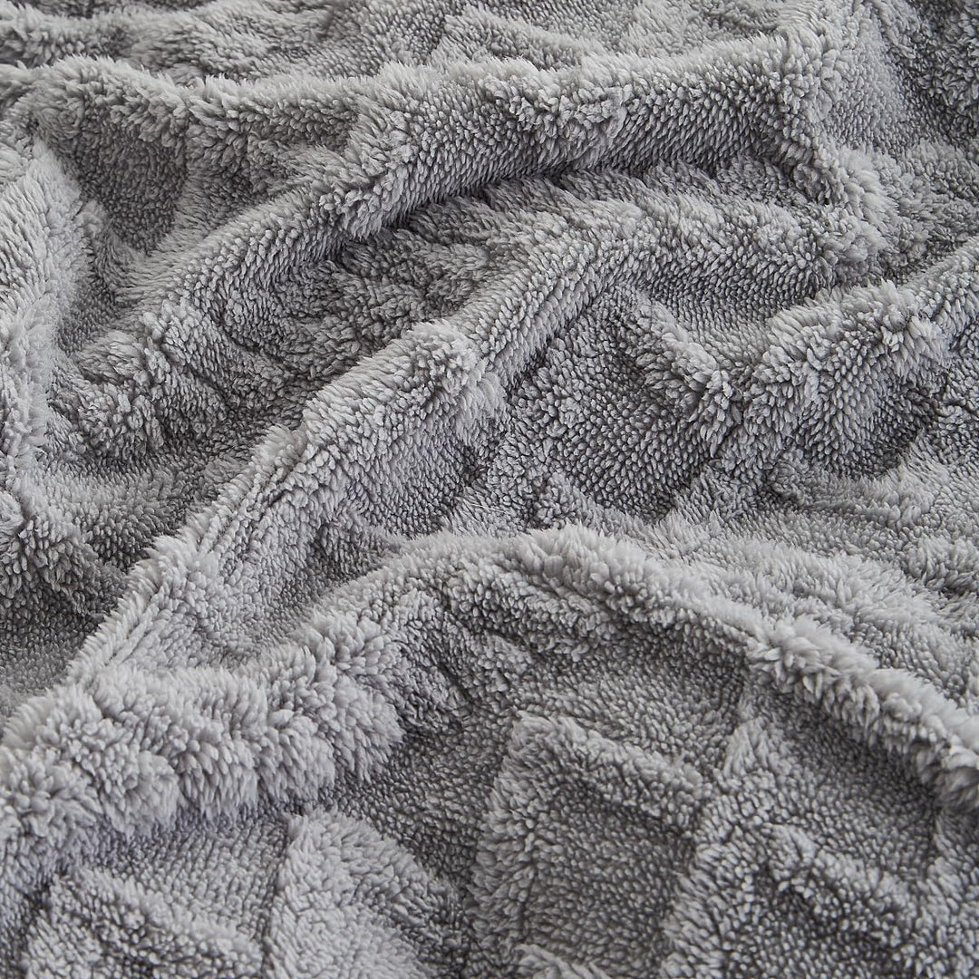 Sedefen Flauschig Bettwäsche 200x200 cm Grau Biber Flanell Fleece Geometrischmuster Cashmere Touch W