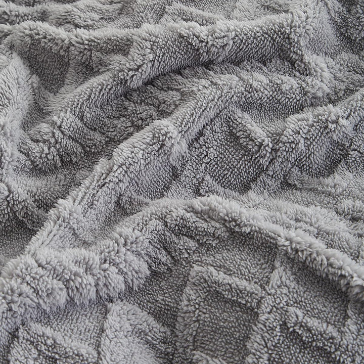 Sedefen Flauschig Bettwäsche 200x200 cm Grau Biber Flanell Fleece Geometrischmuster Cashmere Touch W