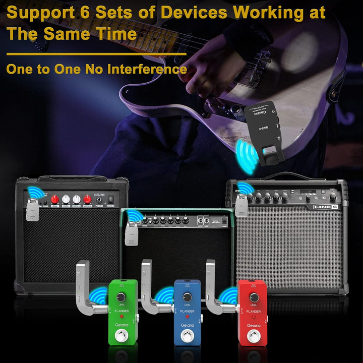 Getaria Aufgerüstet Wireless Gitarrensystem 2.4GHz E Gitarren Sender mit Kabellos Gitarre Transmitte