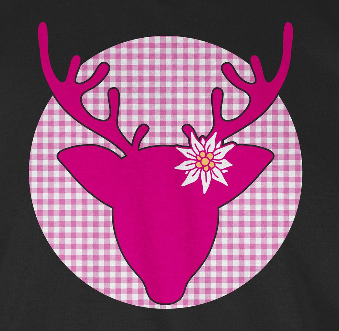 Shirtracer - Shirt Damen - Kompatibel mit Oktoberfest - Hirsch Edelweiss 2 Schwarz S, 2 Schwarz S
