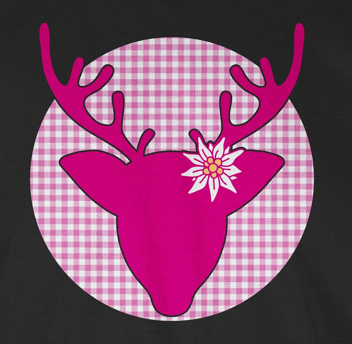 Shirtracer - Shirt Damen - Kompatibel mit Oktoberfest - Hirsch Edelweiss 2 Schwarz S, 2 Schwarz S