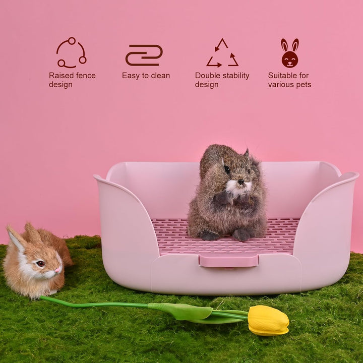RUBYHOME Grosse Katzentoilette in Hasenform, 43,2 x 30,2 x 15,7 cm, für Kleintiere, Haustier-WC, Töp