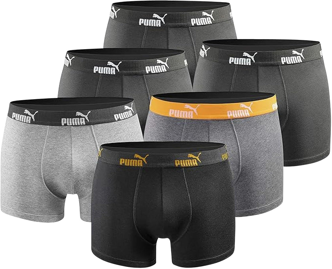 PUMA Boxershort 6er Pack Herren Basic Black Limited Edition Anthracite-black-new L, Anthracite-black