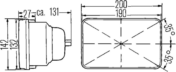 HELLA 1AE 003 427-861 Hauptscheinwerfersatz - Menge: 2 - Set multi 190 x 132 mm, 003427861, multi 19