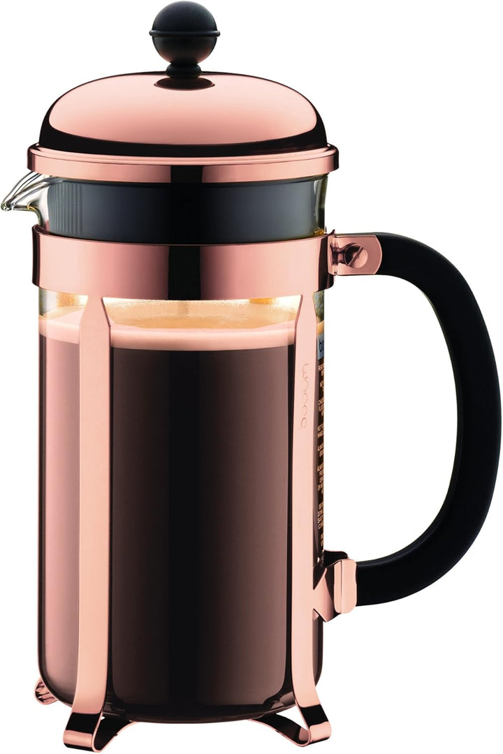 Bodum K1928-18-1 Chambord Set Kaffebereiter 8 Tassen mit 2 Gläser 35 cl Doppelwand Pavina, Chrom, 1