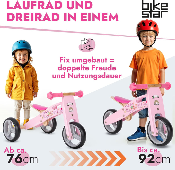 BIKESTAR Mini Kinder Laufrad Holz Lauflernrad mit DREI Rädern für Jungen und Mädchen ab 1 – 1,5 Jahr