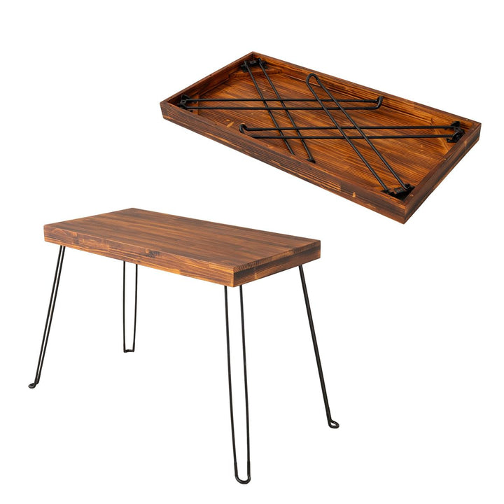 EMOOR Klapptisch Rechteckig aus Kiefernholz GRONO (Retro-Braun), Einfacher Platzsparender Tragbarer