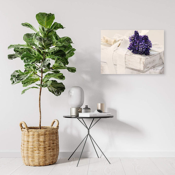 Feeby Wandbilder Blumen Lavendel Retro XXL 120x80 cm 1Teilig Bilder Bild auf Leinwand Leinwandbilder