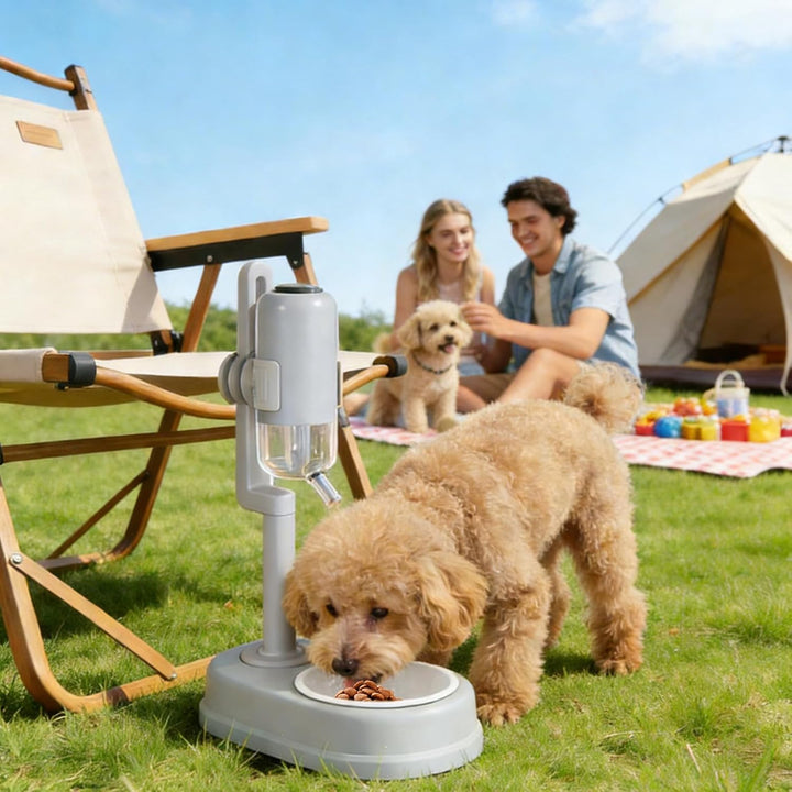Hundetrinknapf mit integriertem Wasserspender - Höhenverstellbarer Trinknapf für Hunde,Höhenverstell