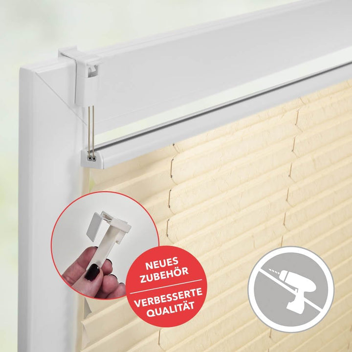 Wohn-Guide PKV.120.130.05 Plissee Klemmfix, ohne Bohren, verspannt - Creme 120 cm x 130 cm (B x L) 1