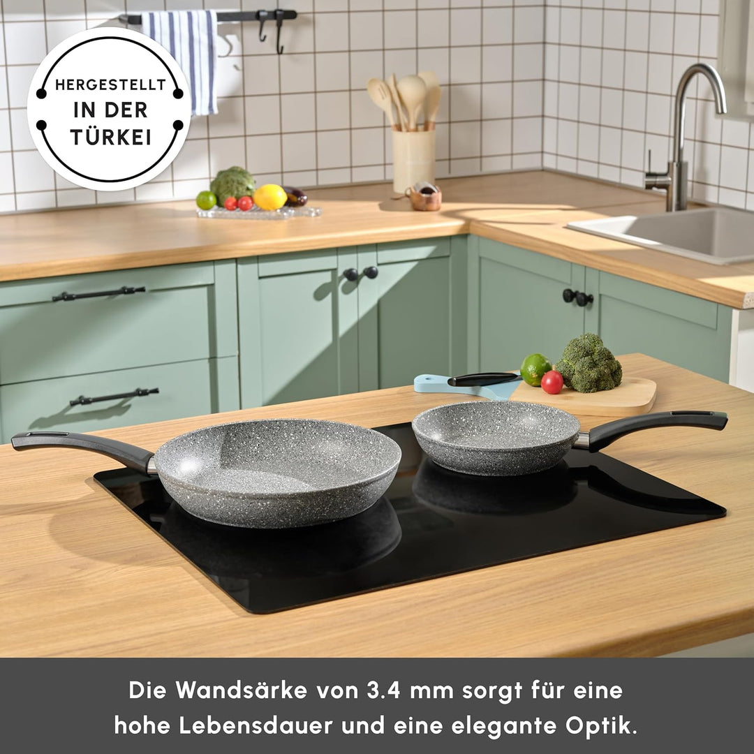 KARACA Gris Biogranit Pfannenset, 2-teilig - Perfekte Küchenbegleiter für müheloses Kochen