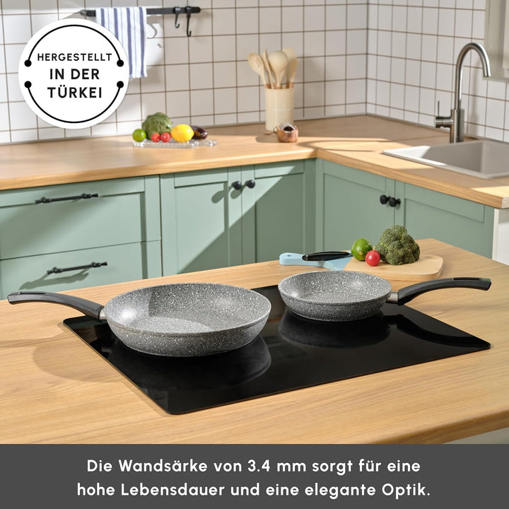 KARACA Gris Biogranit Pfannenset, 2-teilig - Perfekte Küchenbegleiter für müheloses Kochen