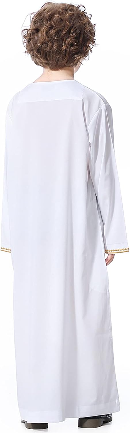 KRUIHAN Jungen Jubba Thobe,Langarm Kinder Abaya Kaftan,Arabische Robe mit Reissverschluss für Jungen