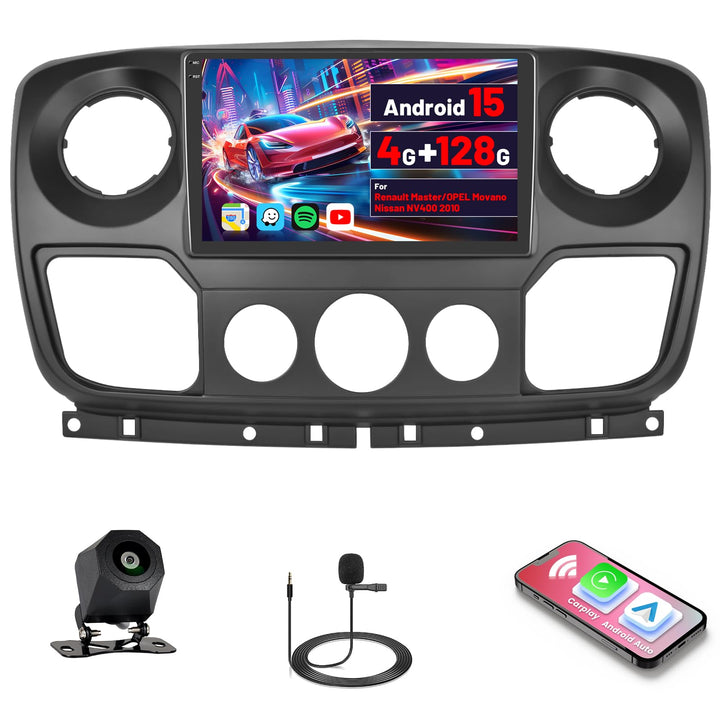 Inefala 4G+128G Androdid 15 Autoradio für Renault Master/Opel Movano/Nissan NV400 2010-2021, Wireles
