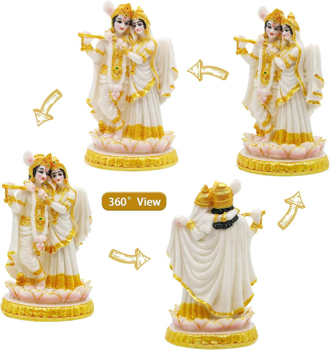 alikiki Hinduistische Radha Krishna Idols Statue, 14 cm hoch, Marmor-Optik, indischer Gott Krishna R