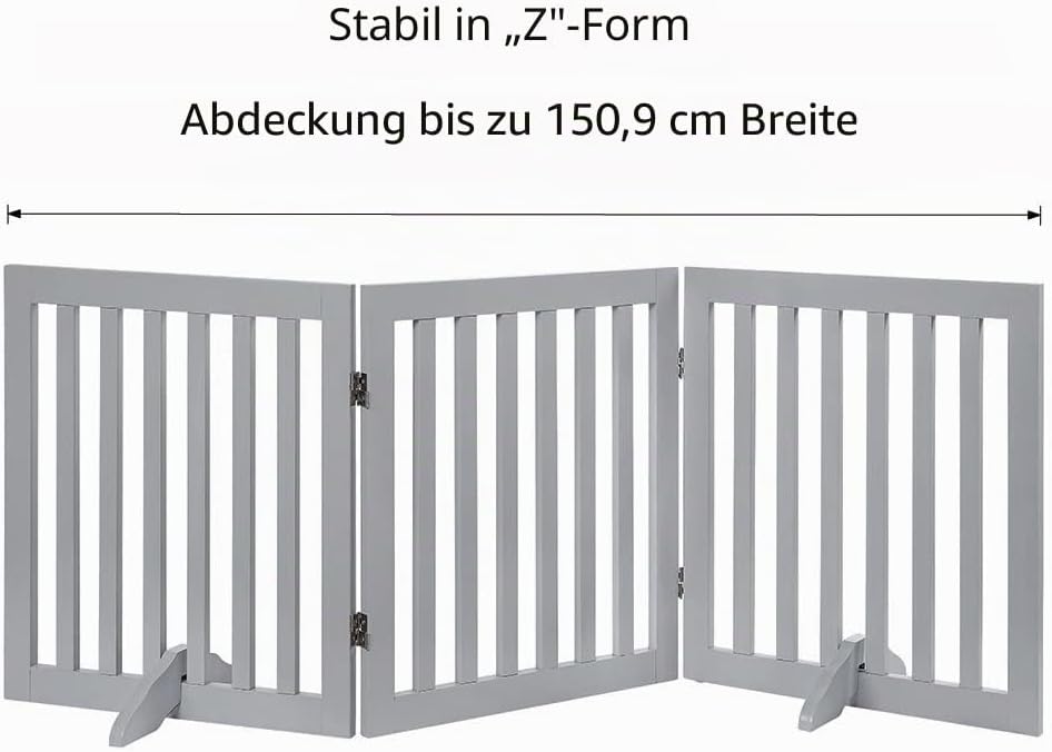 unipaws Treppenschutzgitter ohne Bohren mit Füssen, Absperrgitter Hund, Freistehendes Holz-Hundetore