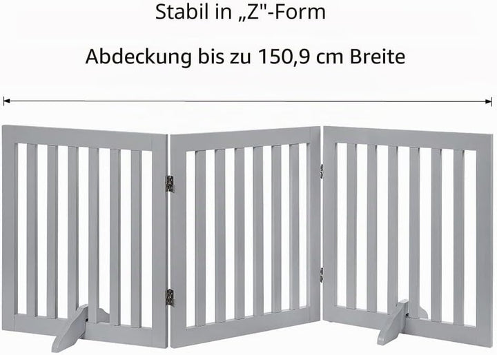 unipaws Treppenschutzgitter ohne Bohren mit Füssen, Absperrgitter Hund, Freistehendes Holz-Hundetore