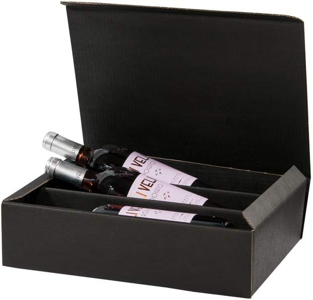 5 Stück/Set. Wein Flaschen Geschenkkarton 3er Schwarz & Gold zu Weihnachten