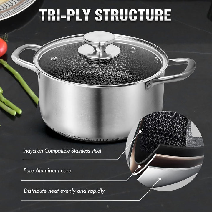 AuFranc® Edelstahl Kochtopf (NON-STICK) 5.7 Liter, 5.7 Liter