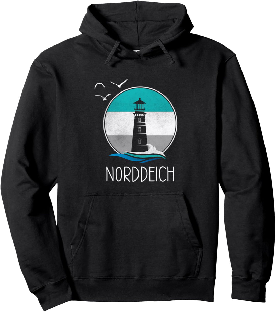 Vintage Norddeich Retro Nordsee Leuchtturm Küste Pullover Hoodie