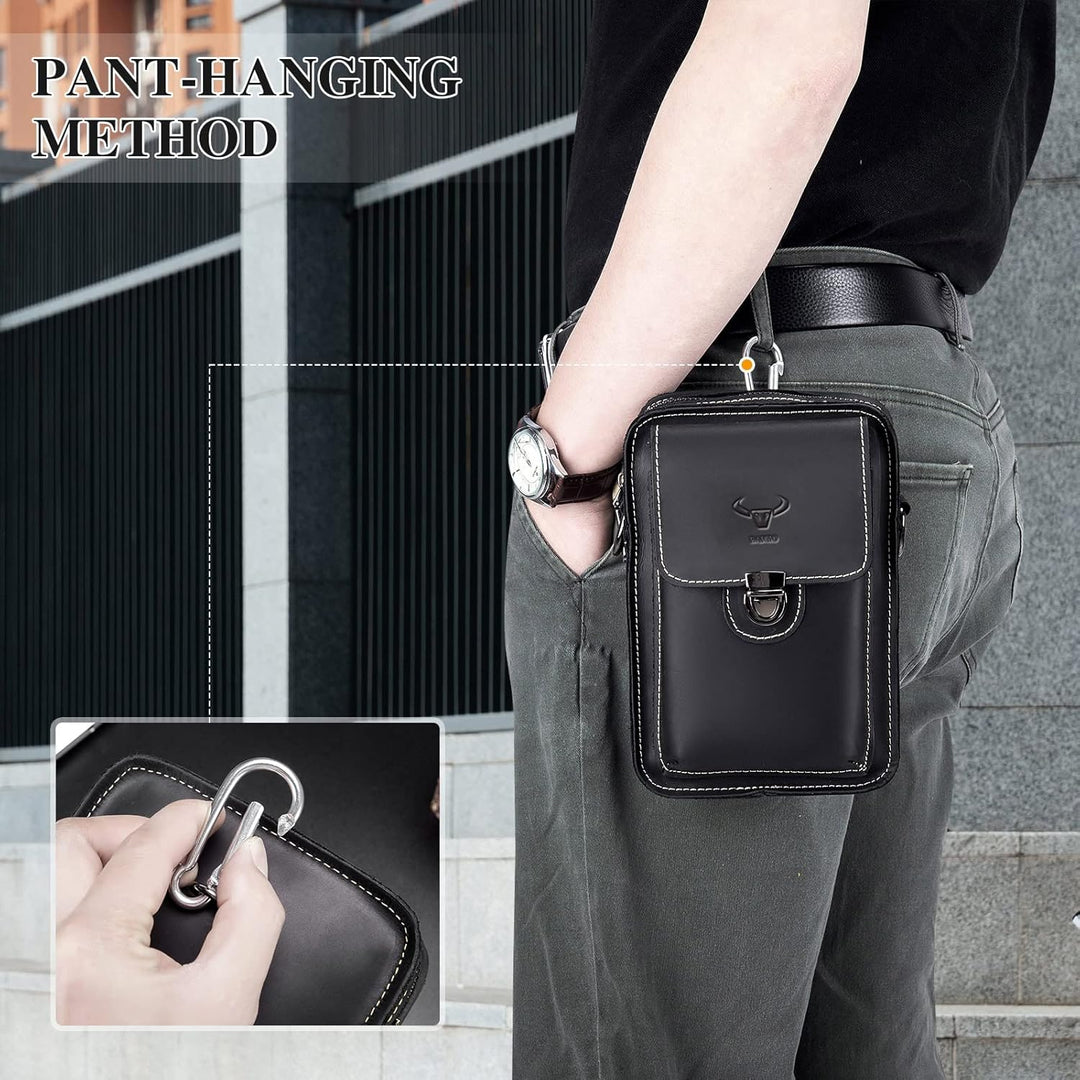 BAIGIO Handytasche Leder Vintage Gürteltasche Herren Hüfttasche Klein Schultertasche Umhängetasche R