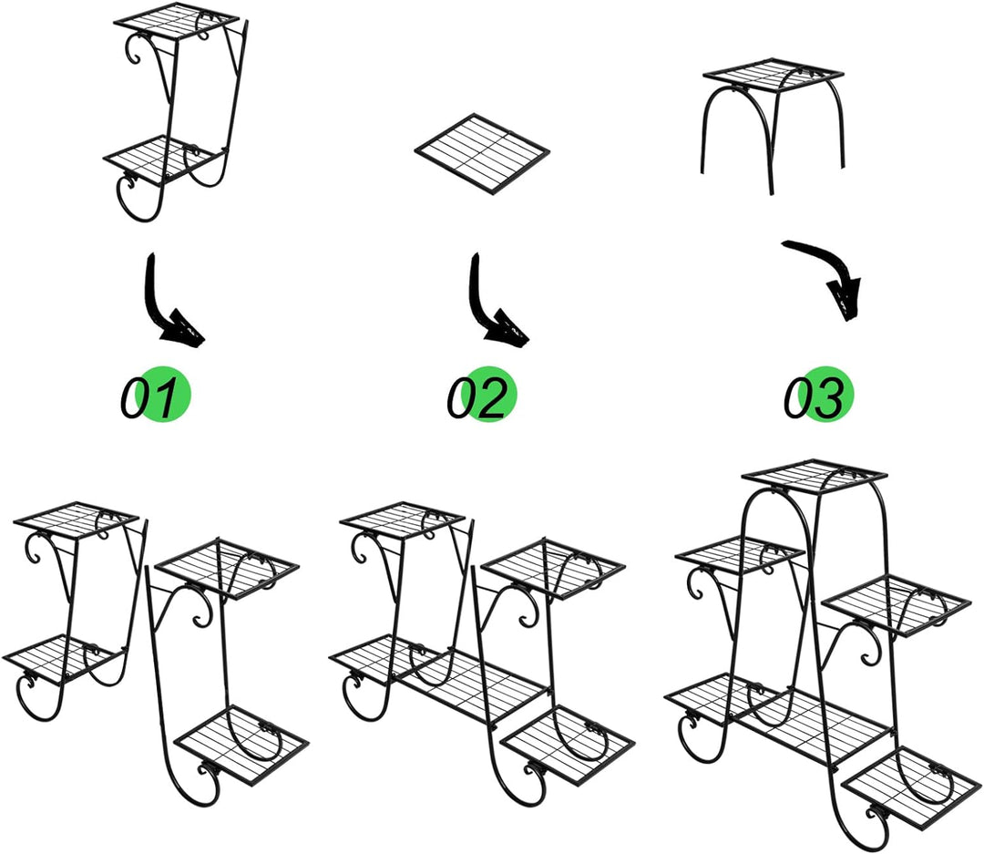 Queiting Metall Blumenständer Blumentreppe mit 6 Ebenen Retro Pflanzentreppe für Innen und Aussen Ga