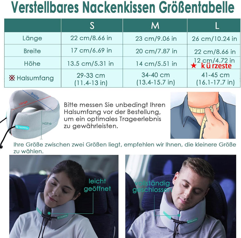 Joscoal Reisekissen Nackenkissen Memory Foam Nackenhörnchen Kinnstütz Reise in Flugzeug Auto Zug Bür