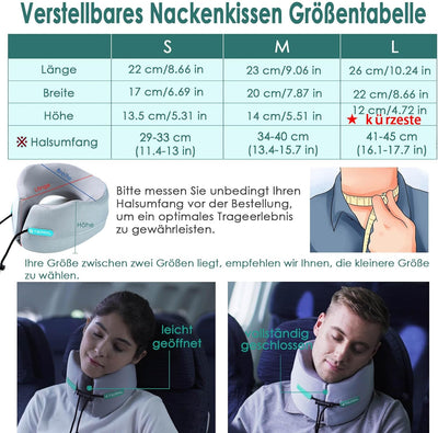 Joscoal Reisekissen Nackenkissen Reisekissen für Flugzeug Nackenhörnchen Memory Foam Travel Pillow A