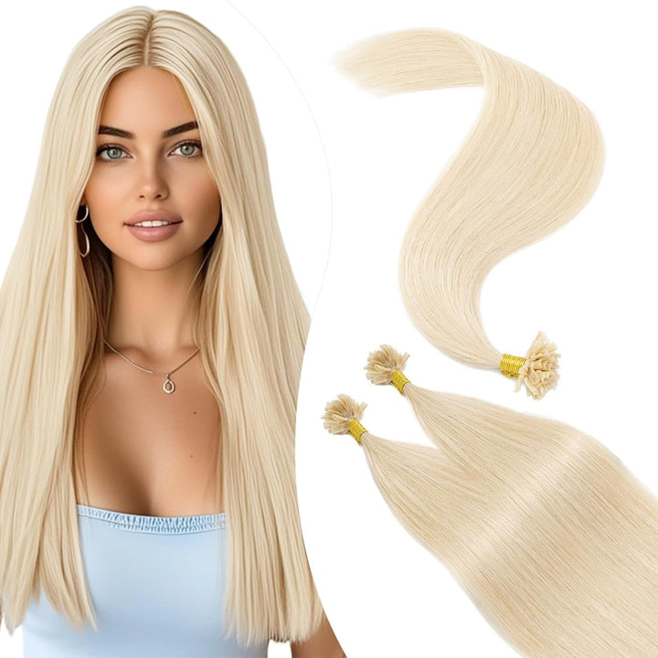 U-Tip Echthaar Bonding Extensions Keratin Haarverlängerung Haar für Mädchen 100 Strähnen 22''(56 cm)