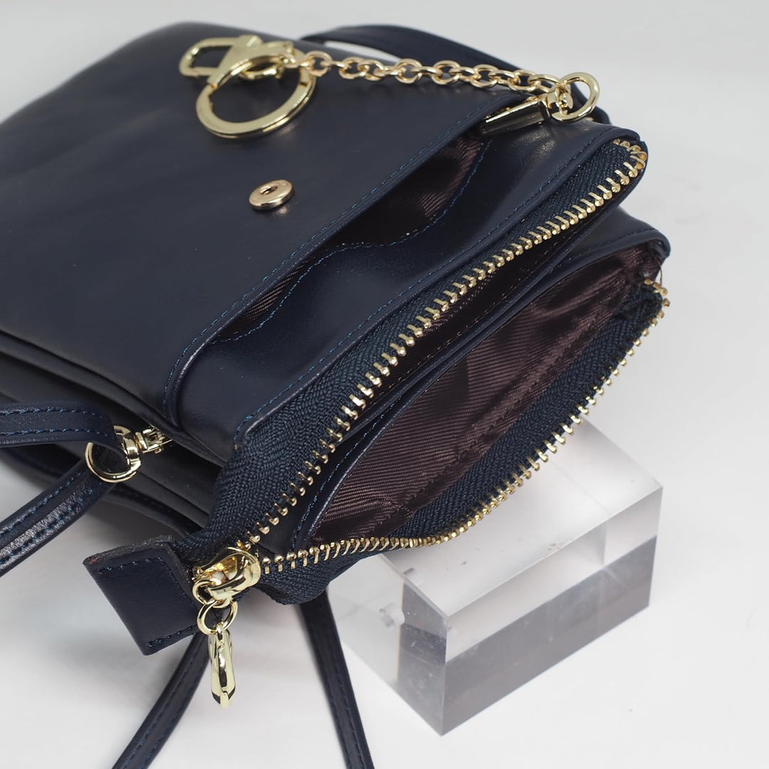 BAWAKO Damen Umhängetasche Leder, schicke Schultertasche mit Reissverschluss Damen und Mädchen, trag