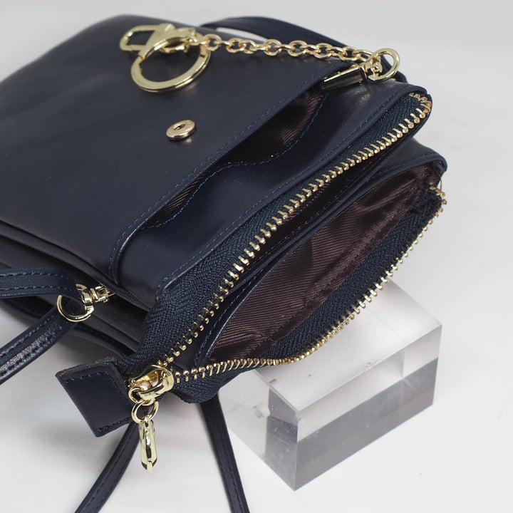 BAWAKO Damen Umhängetasche Leder, schicke Schultertasche mit Reissverschluss Damen und Mädchen, trag