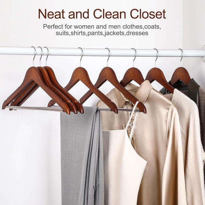 TOPIA HANGER CT34WA30 Kleiderbügel aus Holz, langlebig, mit 360 Grad drehbarem Haken, rutschfeste Ho