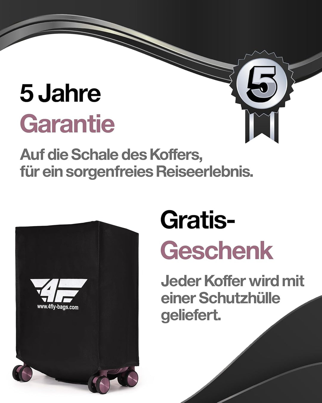 Leichter Hartschalen-Handgepäckkoffer M – 55×37×20 cm (35L), Kabinenkoffer mit TSA-Schloss, USB-Lade