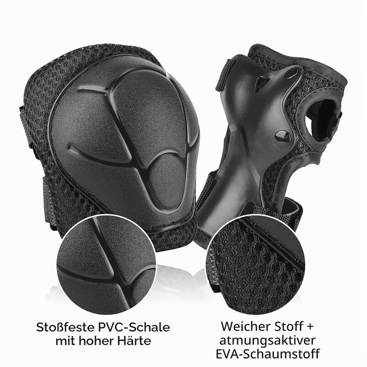 WayEee Knieschoner Kinder mit Helm, Schonerset Kinder 3-10 Jahre, Knieschützer Inliner Kinder Schutz