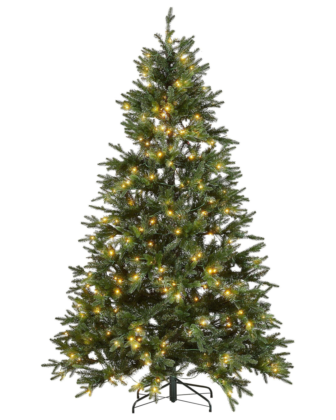 Künstlicher Weihnachtsbaum grün 210 cm mit LED Beleuchtung Lichterkette Fiddle