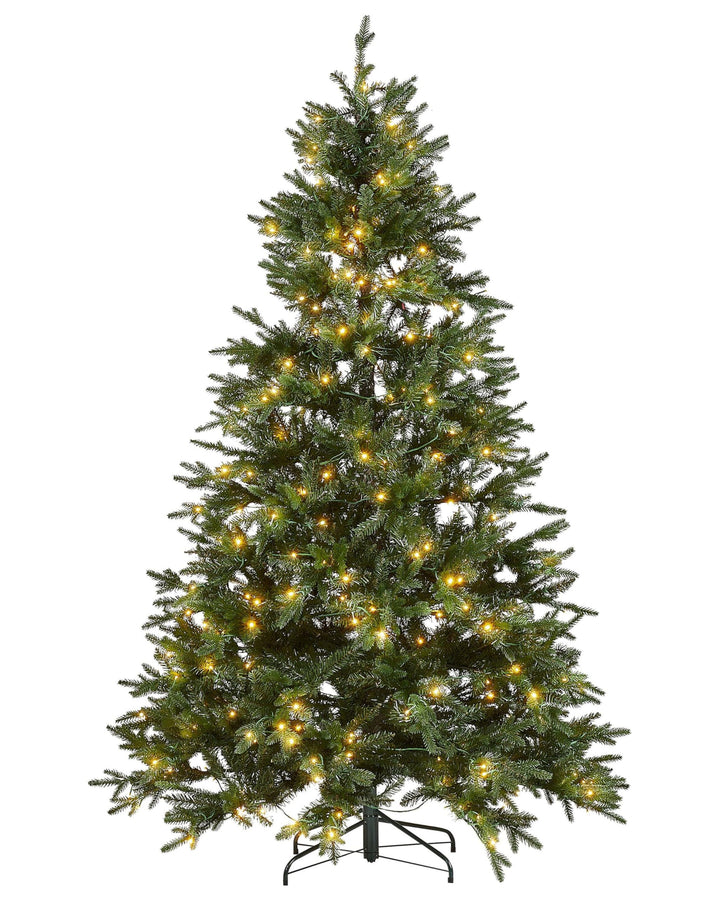 Künstlicher Weihnachtsbaum grün 210 cm mit LED Beleuchtung Lichterkette Fiddle