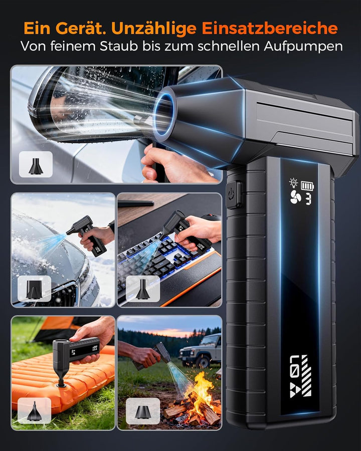 Druckluftspray Alternative, Elektrischer Air Duster mit 200.000 U/min Turbo Gebläse, 10500 mAh Akku
