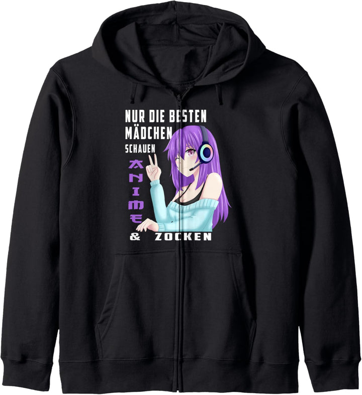 Anime Mädchen zocken Gaming Anime Manga Merch Kapuzenjacke