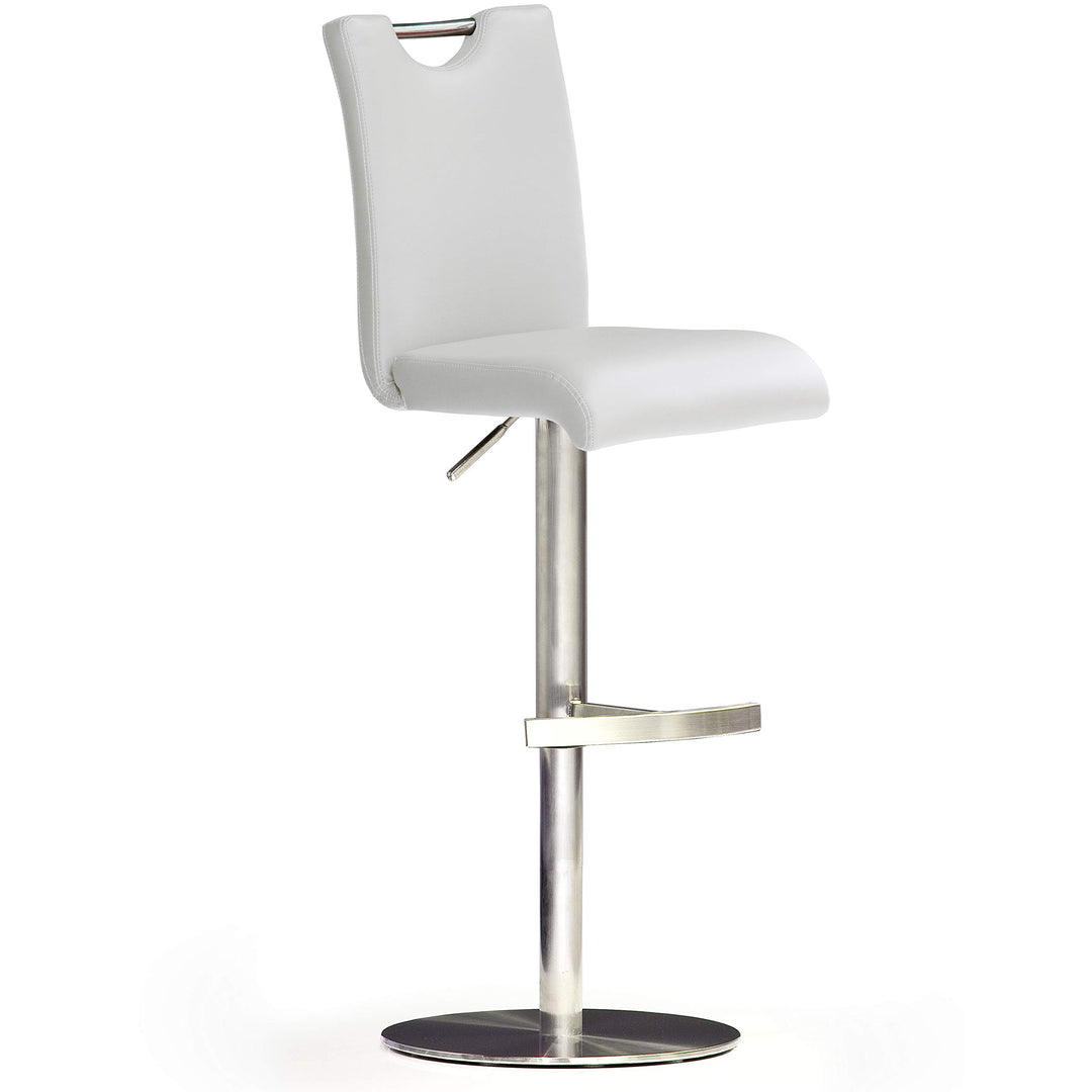 Robas Lund Barhocker Weiss mit Lehne Barstuhl drehbar 360 Grad, Hocker höhenverstellbar, PU BAR.DO,