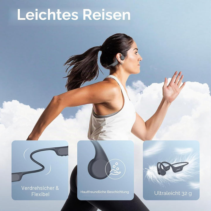 LOBKIN Knochenschall Kopfhörer Schwimmen,IP68 Wasserdicht Bluetooth 5.4 Open Ear Knochenschall Kopfh