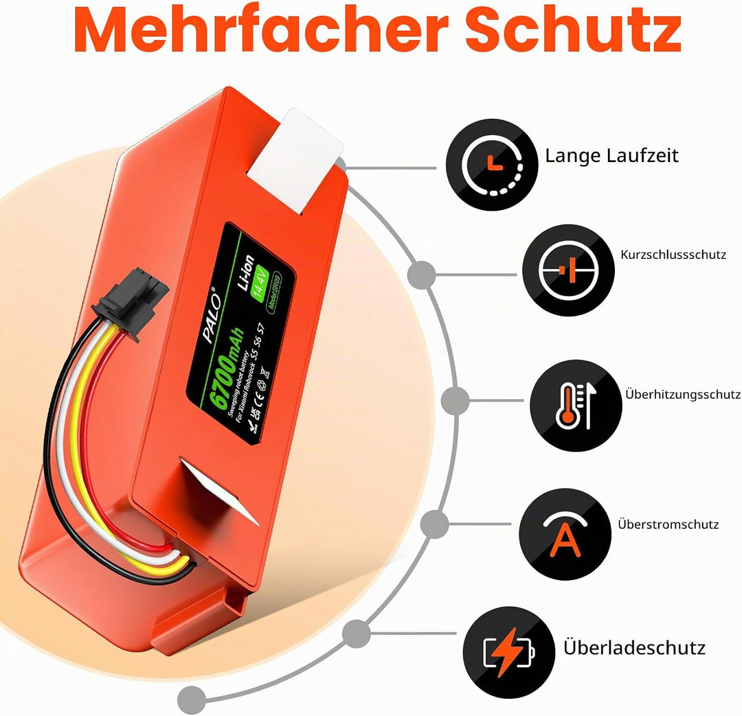 6700mAh Akku für Xiaomi Roborock S5, S5 Max, S50, S6, S6 MaxV, S7, Q7 Max V Ultra Pure, Brr-2p4s-520