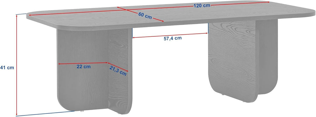 Eleganter Couchtisch in Walnuss, 120 x 60 x 41 cm | 100% melaminbeschichtete Spanplatte, 18 mm dick