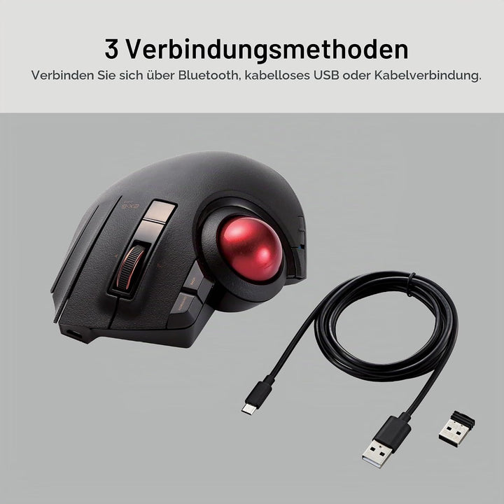 ELECOM Kabelgebundene / drahtlose / Bluetooth-Trackball-Maus, 8-Tasten-Funktion mit reibungsloser Tr