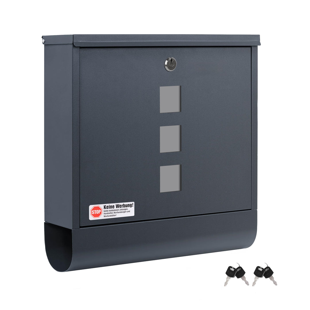 Zedelmaier XXL Personalisiert Briefkasten mit Edelstahl Namensschild 35 x 35 cm mit 4 Schlüsseln für